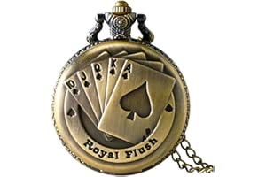 Tomedeks Orologio da Tasca a Quarzo Hollow Collana in Lega Orologio Vintage Orologi Quarzo Colore Bronzo,Orologio da Taschino con Catena,Orologio da Tasca con Scatola Regalo