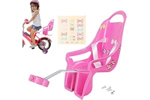 Qikam Puppenfahrradsitz Für Mädchenfahrräder, Kinderfahrrad Puppensitz mit Aufkleber für Mädchen | Fahrrad Puppen Sitz | Kinderfahrrad Zubehör | Babypuppen Fahrradträger Für Puppen
