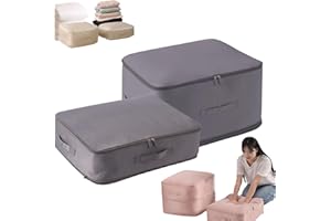 HOPASRISEE Compression Duvet Storage Bag Large Capacity, Ultra Space Saving Self Compression Organizer, Heavy Duty Moving Bags, Self Compression Moving Organizer Bags for Comforters, Clothes (Grey,L + XL)