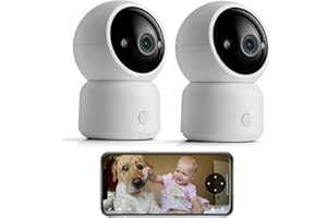eudic Security Camera Indoor 2 Pack,2K Pet Camera Home Security for Baby/Elder/Nanny with One Touch Call,Motion Detection & Auto Tracking,2-Way Audio,2.4G/5G WiFi, Free Cloud Storage