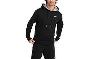 Champion Męska bluza z kapturem, Powerblend, bluza polarowa, wygodna bluza z kapturem, Czarny mały skrypt, L
