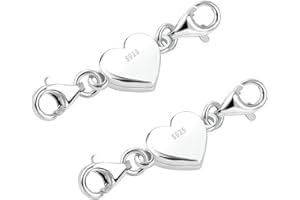 Tongyixin 2 Stück Gold Herz Magnetverschluss Kette 925 Silber Kette Damen Magnetverschluss Armband Schmuck Armband Verschluss Halskette Herren DIY Jewellery Accessories (2 Stück Silber)
