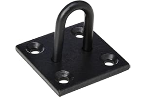 Merriway BH04490 Anello a U Rinforzato su Piastra di Attacco per Catene e Altro, Nero, 65 x 55 mm