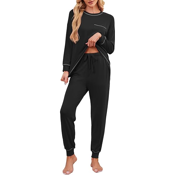 iClosam Winterpyjama voor dames, van katoen, geruit, tweedelig, lange