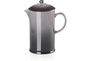 Le Creuset Stoneware Cafetière French Press with Stainless Steel Plunger, 1 Litre, Serves 3-4 Cups, Flint, 91028200444000
