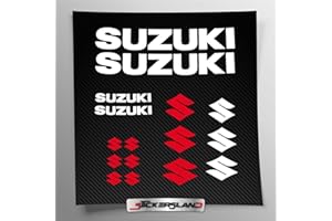 Stickersland® Suzuk - Kit de adhesivos compatibles con depósito y casco de moto | Adhesivo recortado de fácil aplicación | letras logos | Stickersland® – Suzuk (blanco brillante)