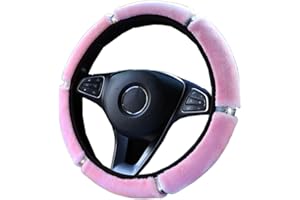 DUORIES Błyszczący pokrowiec na kierownicę, uniwersalny, pluszowy, zimowy pokrowiec na kierownicę, teleskopowy, miękki, wygodny, dla kobiet i dziewcząt, 36-38 cm, różowy
