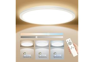 PEASUR LED Ceiling Lights with Remote Control, Ø29.5CM 24W 3200LM 3000K/4500K/6000K Dimmable LED Flush Mount Ceiling Light, Ultra-thin Round Ceiling Light,IP54 Waterproof for Bathroom Bedroom, Kitchen