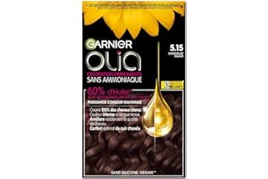 Garnier Coloration Permanente, Sans Ammoniaque, Aux Huiles Naturelles de Fleurs, Chocolat Glacé (5.15), Olia