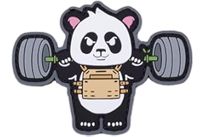 ELITEX TRAINING Rubber Patch with Velcro – Panda Working Hard – Patch for Cross Training and Gym Backpacks and Vests