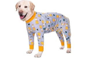 BT Bear Ropa para perros grandes, ropa elástica para mascotas, protege las articulaciones, anticabello, antilamer, protección contra heridas, pijama para perros medianos y grandes (5XL, jirafa gris)