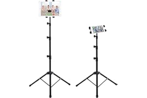 RAKING Supporto per treppiede per iPad, supporto per tablet regolabile in altezza, supporto per tablet con supporto per treppiede rotante a 360° per iPad e altri tablet da 5.5-12.9"