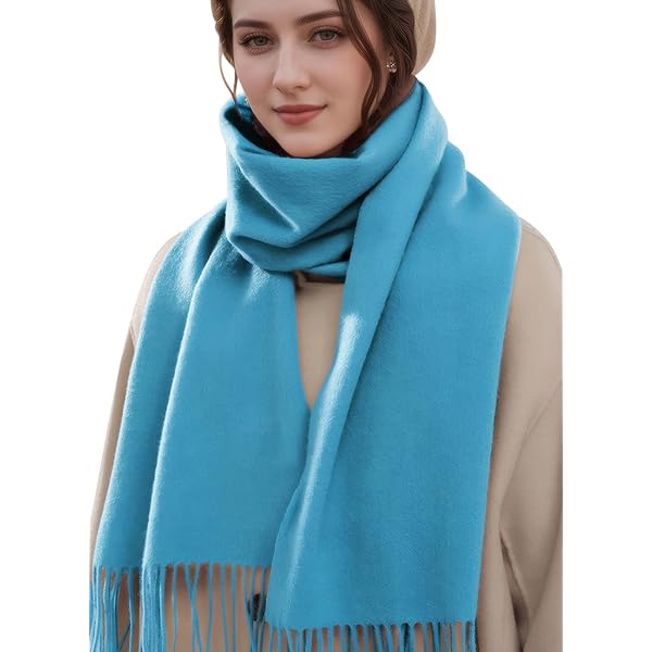 Écharpe Femme MEDUOLA Hiver - 200x68cm, Laine Douce, Franges, Couleur Unie - Multifonction