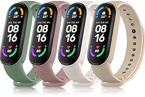 Tobfit 4 Pezzi Cinturino per Xiaomi Mi Band 5/ Mi Band 6/Amazfit Band 5, Cinturino Silicone di Morbido Traspirante di Colorati Solo per Xiaomi Mi Band 6,Xiaomi Mi Band 5,Amazfit Band 5