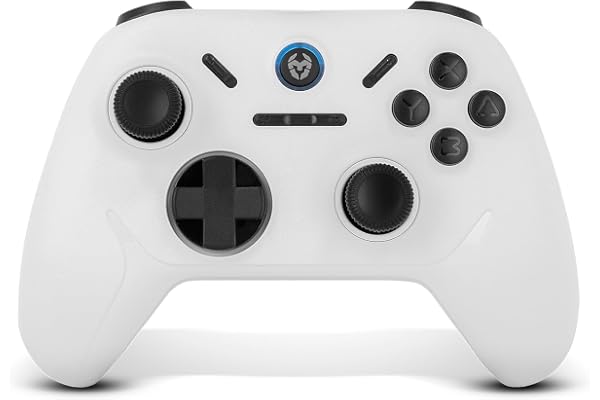 KROM KADOER— Mando Inalámbrico Bluetooth 5.0, 15 Botones, 4 niveles de Vibración dual, 187 gramos, Indicador LED nivel batería, Compatible con PC/Switch/Switch 2/iOS/Android, Blanco