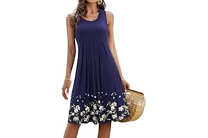 KILIG Summer Dresses for Women UK Casual Sundress Ladies Sleeveless Tank Dress Midi Floral Beach Cover Ups