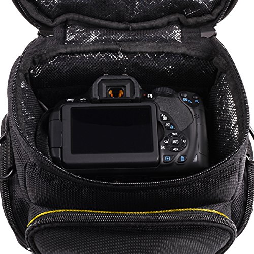 CrazyCase   Cybertech L Colt sacoche pour appareil photo reflex num  rique   SLR Camera Case en NOIR   JAUNE compatible avec  Canon EOS 5D Mark II  III  6D  7D  60D  70D  100D  650D  600D  700D  1100D  1200D  1DX  1DC   Nikon D610  D600  D800  D5300  D7000  D7100  D5100  D5200  D5300  D3100  D3200  D3300  D300S  Df  D4  D3X  D90   Sony Alpha A99  A77  A65  A58  A57  A55  A37  A380  A900  A3000  A5000  DSC-RX10  NEX-3N   Samsung Galaxy NX  NX20  NX30   PANASONIC G5  G6  GX7  GH4  GH3