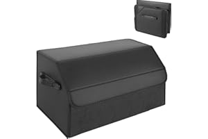 VEFTSVY Contenitore per Bagagliaio Auto, Borsa Porta Attrezzi Veicoli, Borsa del Bagagliaio, Organizer per Auto Pieghevole, Organizer da Campeggio Impermeabile con Coperchio, in pelle