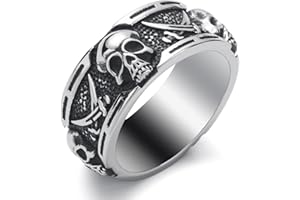 WESTMIAJW Mens Skull Ring Stainless Steel Gothic Punk Goth Reaper Octopus Pirate Skull Rings Jewellery for Men Size Q,S,T1/2,V1/2,Y,Z+1