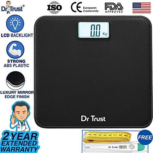 Dr Trust Absolute Leather Personal Digital Scale Weighing Machine for Body Weight (Black)