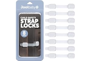 Jool Baby Products Child Safety Strap Locks for Cupboards, Fridge, Cabinets, Drawers, Dishwasher, Toilet, 3M Adhesive No Drilling (Pack of 8)