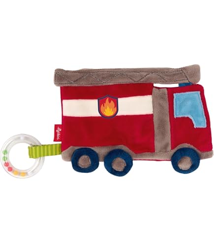 Sigikid Doudou Tracteur Crépitant – Vert/Bleu – Anneau De Dentition – Lavable 30°C – Dès La Naissance