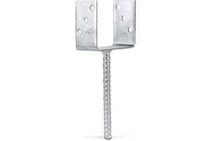 Alberts 214296 U-Pfostenträger | mit Betonanker aus Riffelstahl | feuerverzinkt | lichte Breite 121 mm | Länge Betonanker 200 mm