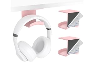HomeMount Universal Kopfhörerhalter - Unter-Schreibtisch Montage, Selbstklebender Gaming-Kopfhörerständer, Platzsparend & rutschfest (Rosa-2P)