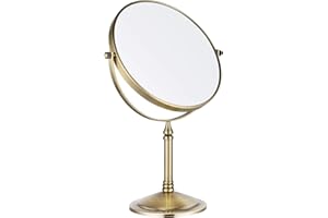 Nicesail Specchio Trucco Ingranditore 10x Specchio Trucco da Tavolo Bronzo Vintage Rotazione a 360° Specchio Bifacciale Rotondo Perfetto per Bagno,Hotel,Spa - Diametro 8 Pollici