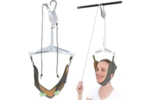 PYEUIFT Dispositif de Traction du Cou Cervical, Tracteur de Vertèbre Cervicale Ménager, Dispositif de Traction de Fixation de Soutien du Cou pour Soulager la Douleur des Maux de Cou(Gris