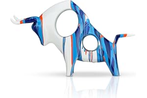 XYQXYQ Estatua de toro pintada de resina, decoración abstracta de animales del hogar, escultura de toro, adornos huecos de color (azul B)