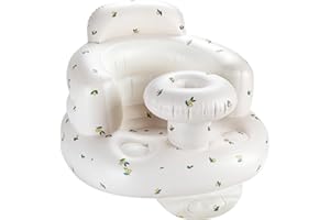 Hvygss Inflatable Baby Seat with Tray, Comfortable Sit Me Up Floor Seat for Baby Learning to Sit, Portable Built in Air Pump Blow Up Baby Chair，Sitting Support Infant Chair for 3 Months Up (Olive)