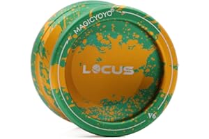 MAGICYOYO Profi JoJo für Kinder, Anfänger Jojos, Responsive Jojos für Erwachsene, Magic Yoyo V6 Locus Metall Jo-Jo Ball mit Yo-yo Handschuh+ Tasche+ 5 Jo-jos Saiten, Grün & Orange