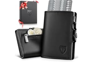 TENBST Portafoglio Uomo Slim, Porta Carte di Credito Piccolo, Portacarte con Protezione RFID Anticlonazione, Porta Tessere Uomo con Portamonete, Regalo Scatola