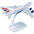 BOENJOY Bonjoy Gifts- British Aircraft Model Airline Aeroplane Diecast Collection Decor, Highly Detailed Airways, 20 Cm, for Kid, White