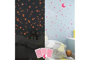 GLOCARNIVAL Pink Glow in The Dark Stars Decals Decor for Ceiling, Starry Sky Shining Decoration Perfect for Kids Bedroom Bedding Room Gifts