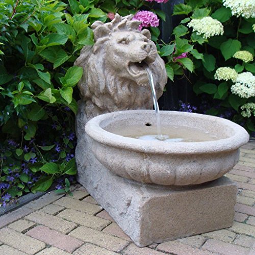Ubbink Springbrunnen – Basel – Wasserspiel Löwenkopf (Sandstein-Optik) Polyresin inkl. LED - 2
