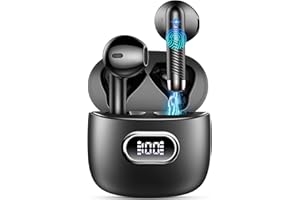 DRSAEC Słuchawki douszne Bluetooth 5.3, bezprzewodowe, Bluetooth z podwójnym mikrofonem ENC, 2022, głębokie basy, 42 h, słuchawki douszne z redukcją szumów, IP7, wskaźnik LED