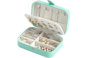 Lrikas Scatole Portagioie Gioielli da Viaggio da Donna Organizzatore da Ragazza Custodia Piccola da Gioielleria per Anelli Orecchini Collane Bracciali, 16,5 x 11,5 x 5,5 cm（Verde Chiaro）