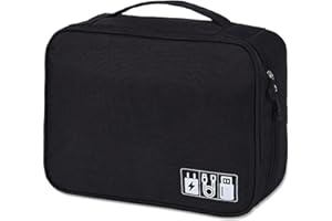 Megcdtr Electronic Organizer, Travel Cable Organiser Bag, Universal Carry Travel Gadget Bag, Waterproof Electronics Accessories Storage Case for iPad Cables Chargers Hard Drive Power Bank (Black)