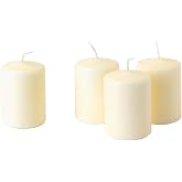 IKEA HEMSJ&Ouml; 4 BLOCK CANDLE SET CHEAP WHITE NATURAL 8 CM P&Ouml; FOR SKIMMER