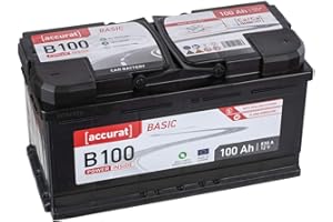 Accurat Batterie de démarrage pour Voiture B100 Basic 100 Ah 12 V 830 A Courant de démarrage à Froid Technologie de Plomb pour Voiture sans Entretien