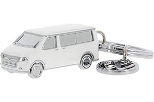 BRISA VW Collection - Volkswagen 3D Metal Keyring Keychain Accessory in T5/T6 Bus Campervan Design (Classic Bus/White)