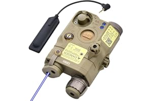 Zhongren Tactical PEQ-15 Upgrade Version Battery Case Box Red/Green/Blue + LED White Flashlight for Airsoft Paintball Hunting AEG GBB CQB (Tan,Blue)