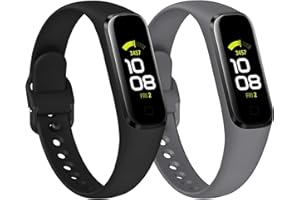 KIMILAR compatible with Samsung Galaxy Fit2 Strap for Women Men, (2 Pack) Waterproof Sports Band Soft Silicone Strap compatible with Samsung Galaxy Fit 2 SM-R220, for 5.71"-7.67" Wrist