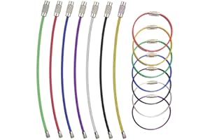 Mnixy 42 szt. Brelok druciany Brelok do kluczy z drutu stalowego kolorowy klucz pętle pętle brelok do kluczy etykiety na bagaż piesze wycieczki na zewnątrz, Rojo, Zielony, Czarny, Morado, Azul,