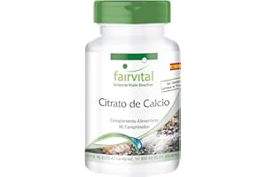 Fairvital | Citrato de Calcio - 300mg de Calcio elemental por comprimido - VEGANO - Dosis elevada - 100% Puro y sin aditivos - 90 Comprimidos - Calidad Alemana