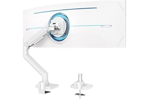 PUTORSEN Support d'écran pour écran Plat et incurvé de 17 à 49 Pouces, Robuste à Ressort à gaz, réglable en Hauteur avec Inclinaison, capacité de Charge Accrue de 2 à 20 kg,VESA 75/100 mm White