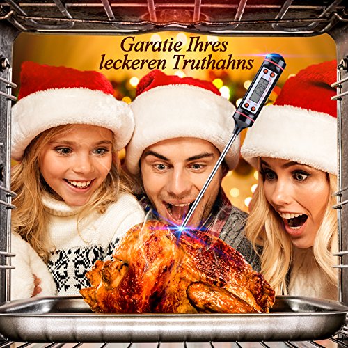 Topop Digitale Küchenthermometer Haushaltsthermomete sofort lesbar mit langer Sonde, LCD-Bildschirm, Korrosionsschutz. Ideal für Braten, Grill, BBQ und Badewasser - 6