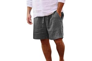 DAPONGZHI Pantalones Cortos Hombre Lino Verano Trabajo Running Shorts Tallas Grandes Suelto Vestir Colores Sólidos Montaña Ropa Hombre